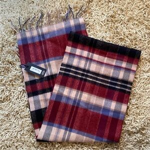 NEW with tags cashmere Plaid Scarf with Fringe